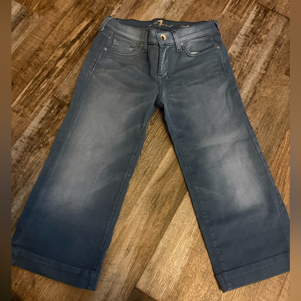 7 For All Mankind Cropped Blue Jeans